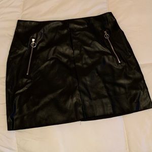 Faux leather black mini skirt